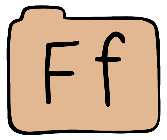 light orange file folder with capital and lowercase F on it.